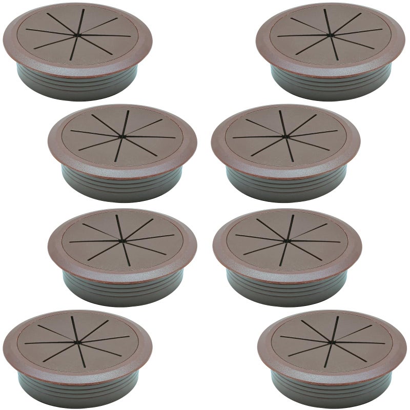 BOPOREAE Desk Grommet 2"" (50 mm), Desk Hole Cover for Cables Coffee, Cable Grommet ABS Plastic, Desk Hole Grommet for Office and Home Table Cable, Detachable & Flexible Cable Cord Organizer-8 Pcs - Image 1